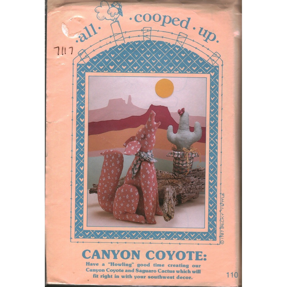 Vintage All Cooped Up Canyon Coyote Saguaro Cactus Sewing Pattern 110 Tuttle